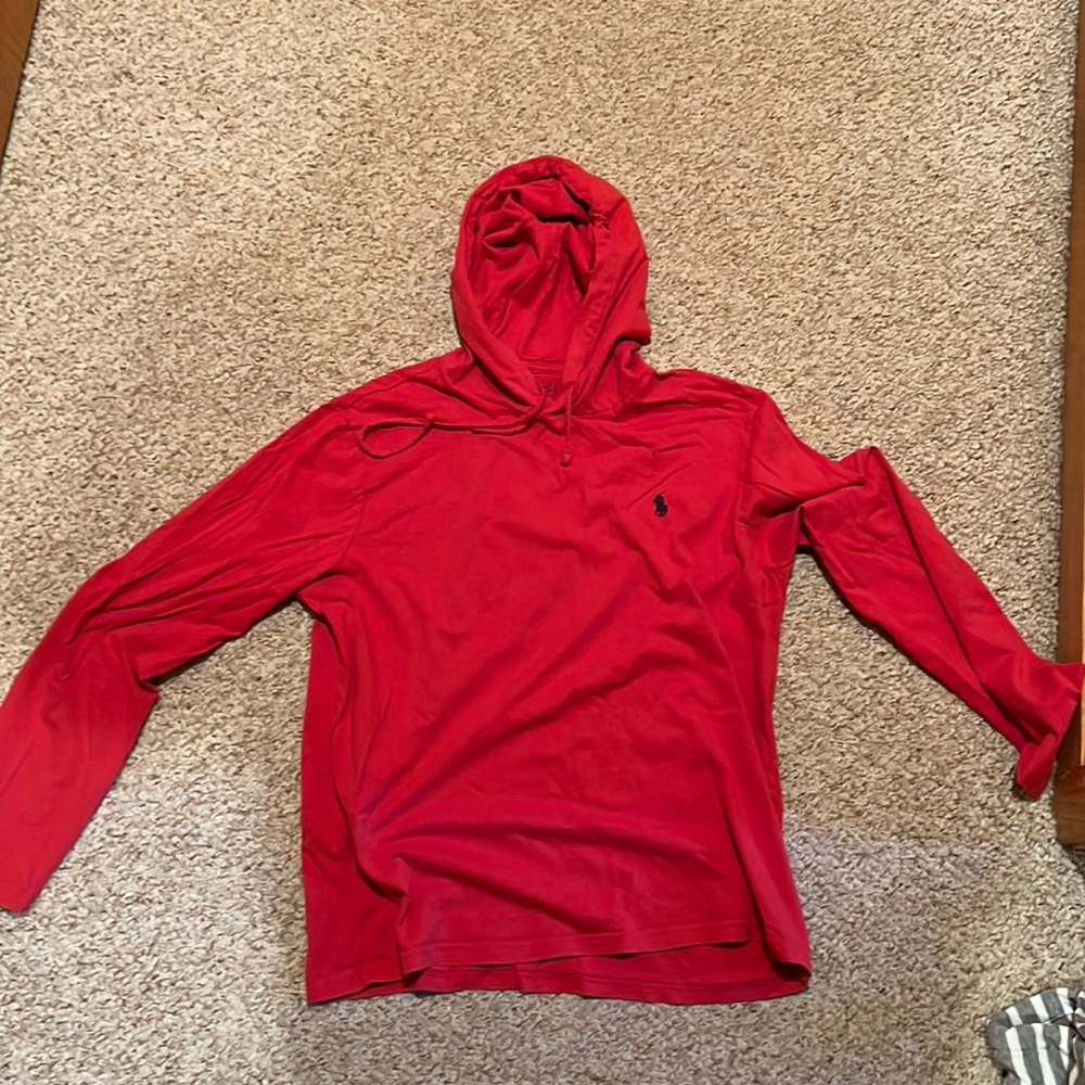 Red Mens Lightweight Polo Ralph Lauren Hoodie